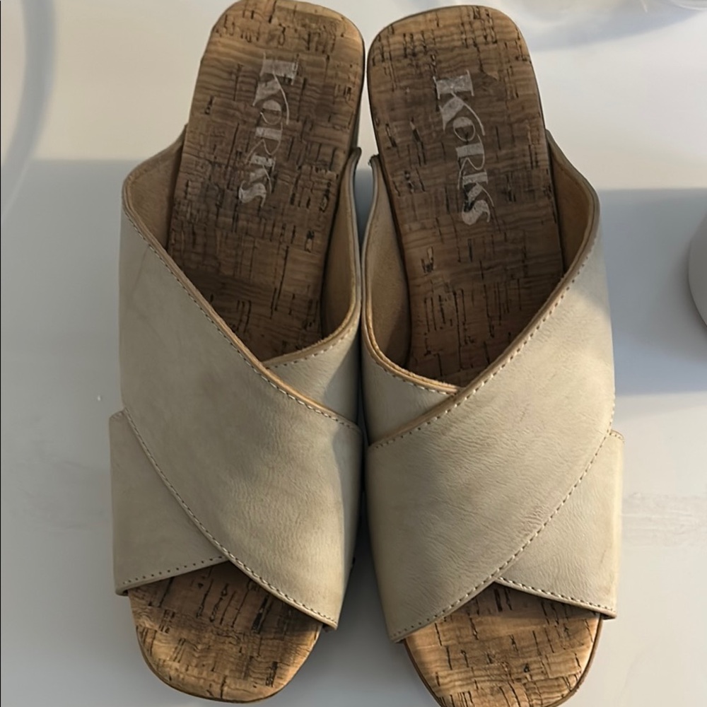 Cream Mules with Cross-Strap Design